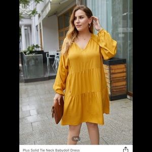 Shein Curve Tie Neck Babydoll Dress